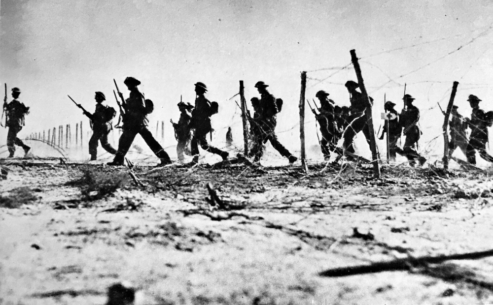 Australian Infantry advance at Tobruk: from 'Britain at War' (1942)